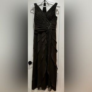 Gorgeous grey/taupe formal gown with matching shawl